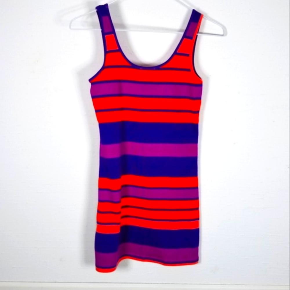LOCAL GREEN orange/blue Vibrant Striped tank. Sz Small NWOT